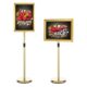 A1 Gold Stanchion And Ropes - Gold Free Standing Sign Holder 17.7x13