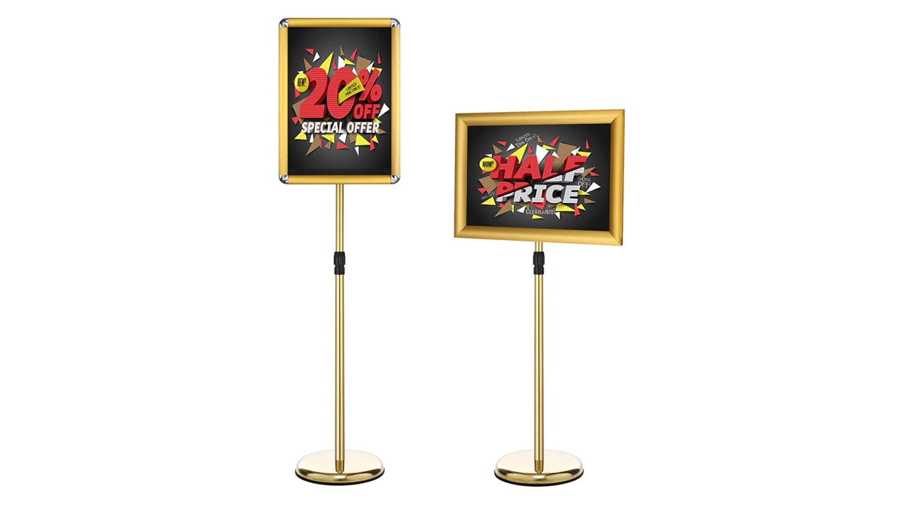 Gold Free Standing Sign Holder