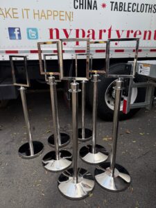 Chrome Stanchion Sign Holders