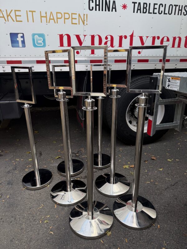 Chrome Stanchion Sign Holders