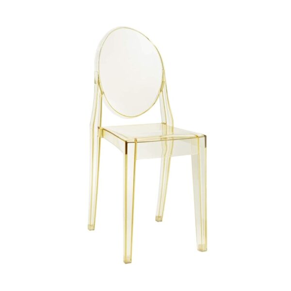 508 Clear Round Back Ghost Chair Gold