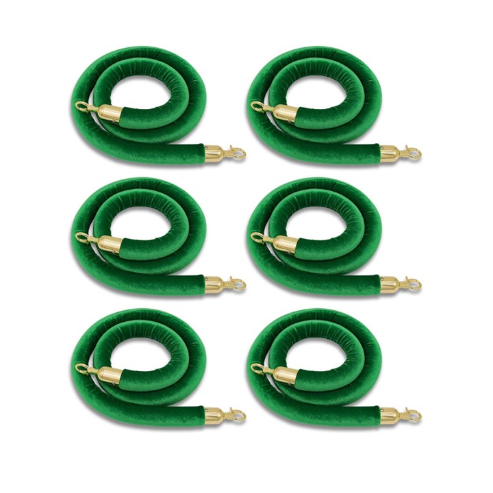 Stanchion Rope Green Velvet with gold tip