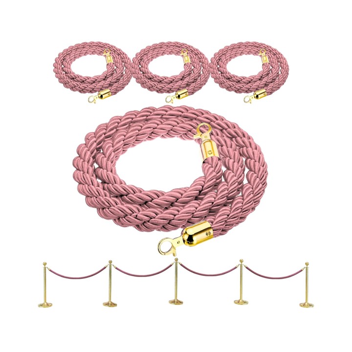 Stanchion Ropes Braided Pink With Gold Tip